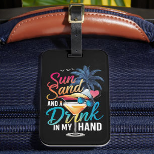 Étiquette À Bagage Sable de soleil et un verre dans ma croisière sur