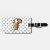 Étiquette À Bagage Sable Shetland Sheepdog Caricature Chien & Texte (Devant horizontal)