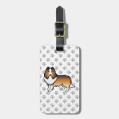 Étiquette À Bagage Sable Shetland Sheepdog Caricature Chien & Texte (Devant Vertical)