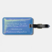 Étiquette À Bagage Sac à dos bleu look cuir (Dos horizontal)