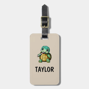 Étiquette À Bagage Sac à dos personnalisé Tortue Mignonne Coloré