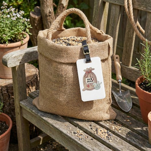 Étiquette À Bagage Sac à graines d'oiseaux avec cou et coeur