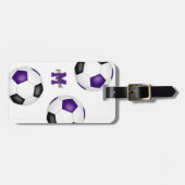 Étiquette À Bagage sac de football noir violet couleur équipe filles  (Devant horizontal)
