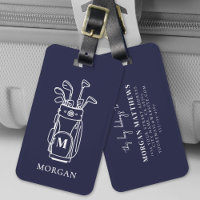 Sac de golf à monogramme bleu marine