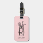 Étiquette À Bagage Sac de golf à monogramme rose (Devant Vertical)