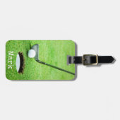 Étiquette À Bagage Sac de golf avec balle de golf dans le trou (Devant horizontal)