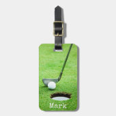 Étiquette À Bagage Sac de golf avec balle de golf dans le trou (Devant Vertical)