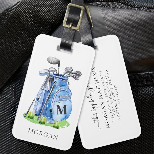 Étiquette À Bagage Sac de golf bleu monogrammé