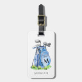 Étiquette À Bagage Sac de golf bleu monogrammé (Devant Vertical)