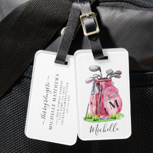 Étiquette À Bagage Sac de golf de Monogramme rose