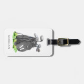 Étiquette À Bagage Sac de golf noir Monogramme (Devant horizontal)