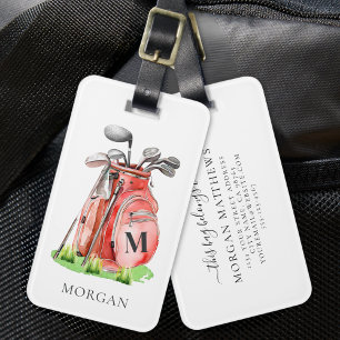 Étiquette À Bagage Sac de golf rouge Monogramme