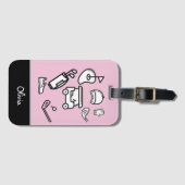Étiquette À Bagage Sac de golf tee casquette drapeau  sur dame rose p (Devant Horizontal)