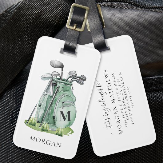 Étiquette À Bagage Sac de golf vert Monogram Green