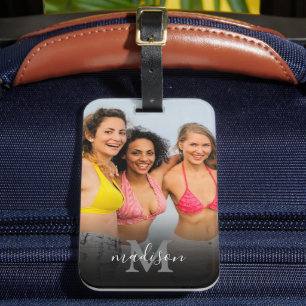 Étiquette À Bagage Sac de nom de monogramme photo personnalisée