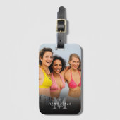 Étiquette À Bagage Sac de nom de monogramme photo personnalisée (Devant Vertical)