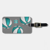 Étiquette À Bagage sac de voyage de basket blanc turquoise pour fille (Devant horizontal)