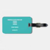 Étiquette À Bagage sac de voyage de basket blanc turquoise pour fille (Dos horizontal)