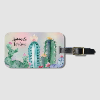 Étiquette À Bagage Sac fourre-tout de cactus aquarelle