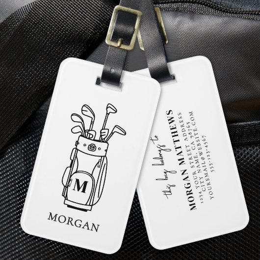 Étiquette À Bagage Sac golf monogramme