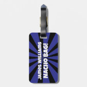 Étiquette À Bagage Sac Nacho Personnalisé Funny Retro Blue Star (Dos Vertical)