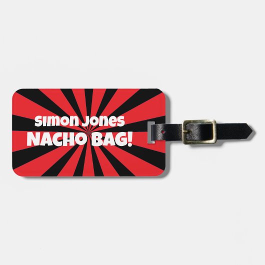 Étiquette À Bagage Sac Nacho Personnalisé Funny Retro Rouge (Devant horizontal)