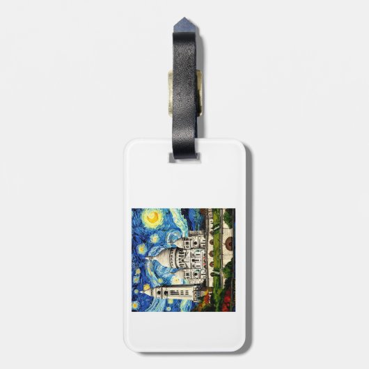 Étiquette À Bagage Sacre-Coeur Paris France Starry Night (Dos Vertical)