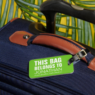 Étiquette À Bagage Sacs drôles personnalisés Humour Vert