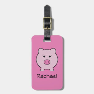 Étiquette À Bagage Sadie le cochon rose ~ mignonne fille Kawaii