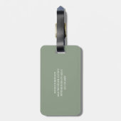 Étiquette À Bagage Sage vert et blanc | Monogramme moderne (Dos Vertical)