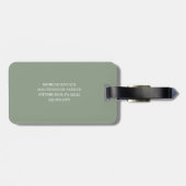 Étiquette À Bagage Sage vert et blanc | Monogramme moderne (Dos horizontal)