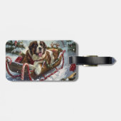 Étiquette À Bagage Saint Bernard Chien Festif de Noël (Dos horizontal)