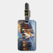 Étiquette À Bagage Saint Bernard Christmas Festive (Devant Vertical)