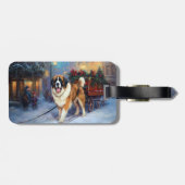 Étiquette À Bagage Saint Bernard Christmas Festive (Dos horizontal)