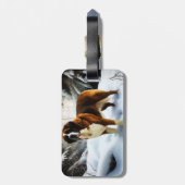 Étiquette À Bagage Saint Bernard Laisser Neige Noël (Dos Vertical)