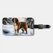 Étiquette À Bagage Saint Bernard Laisser Neige Noël (Dos horizontal)