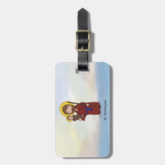 Étiquette À Bagage Saint Christopher Fête Saint (Devant Vertical)