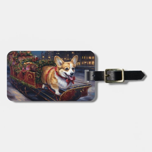 Étiquette À Bagage Saison de Noël de Corgi (Devant horizontal)