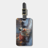 Étiquette À Bagage Saison de Noël du Malamute de l'Alaska (Devant Vertical)