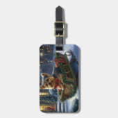 Étiquette À Bagage Saison de Noël du Yorkshire Terrier (Devant Vertical)