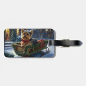 Étiquette À Bagage Saison de Noël du Yorkshire Terrier (Dos horizontal)