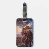 Étiquette À Bagage Saison de Noël Golden Retriever (Dos Vertical)