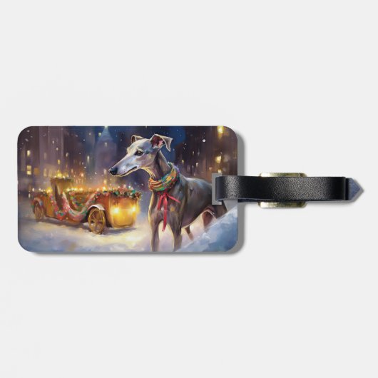 Étiquette À Bagage Saison de Noël Greyhound (Dos horizontal)