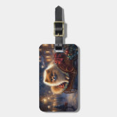 Étiquette À Bagage Saison de Noël Poméranienne brossé (Devant Vertical)