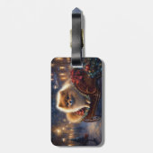 Étiquette À Bagage Saison de Noël Poméranienne brossé (Dos Vertical)