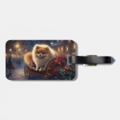 Étiquette À Bagage Saison de Noël Poméranienne brossé (Dos horizontal)