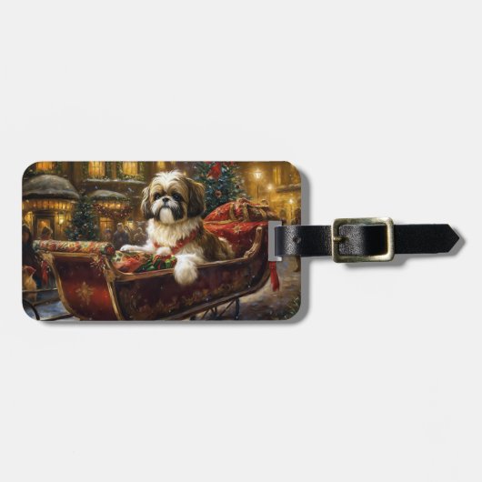 Étiquette À Bagage Saison de Noël Shih Tzu (Devant horizontal)