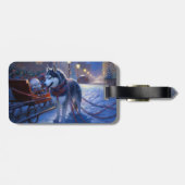 Étiquette À Bagage Saison de Noël Sibérienne Husky (Dos horizontal)