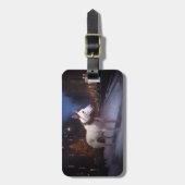 Étiquette À Bagage Saison Festive de Noël Bull Terrier (Devant Vertical)