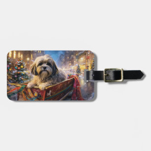 Étiquette À Bagage Saison Festive de Noël de Lhasa Apso